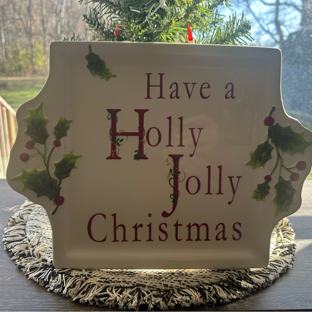 St Nicholas Square - Vintage Holly Jolly Serving Platter